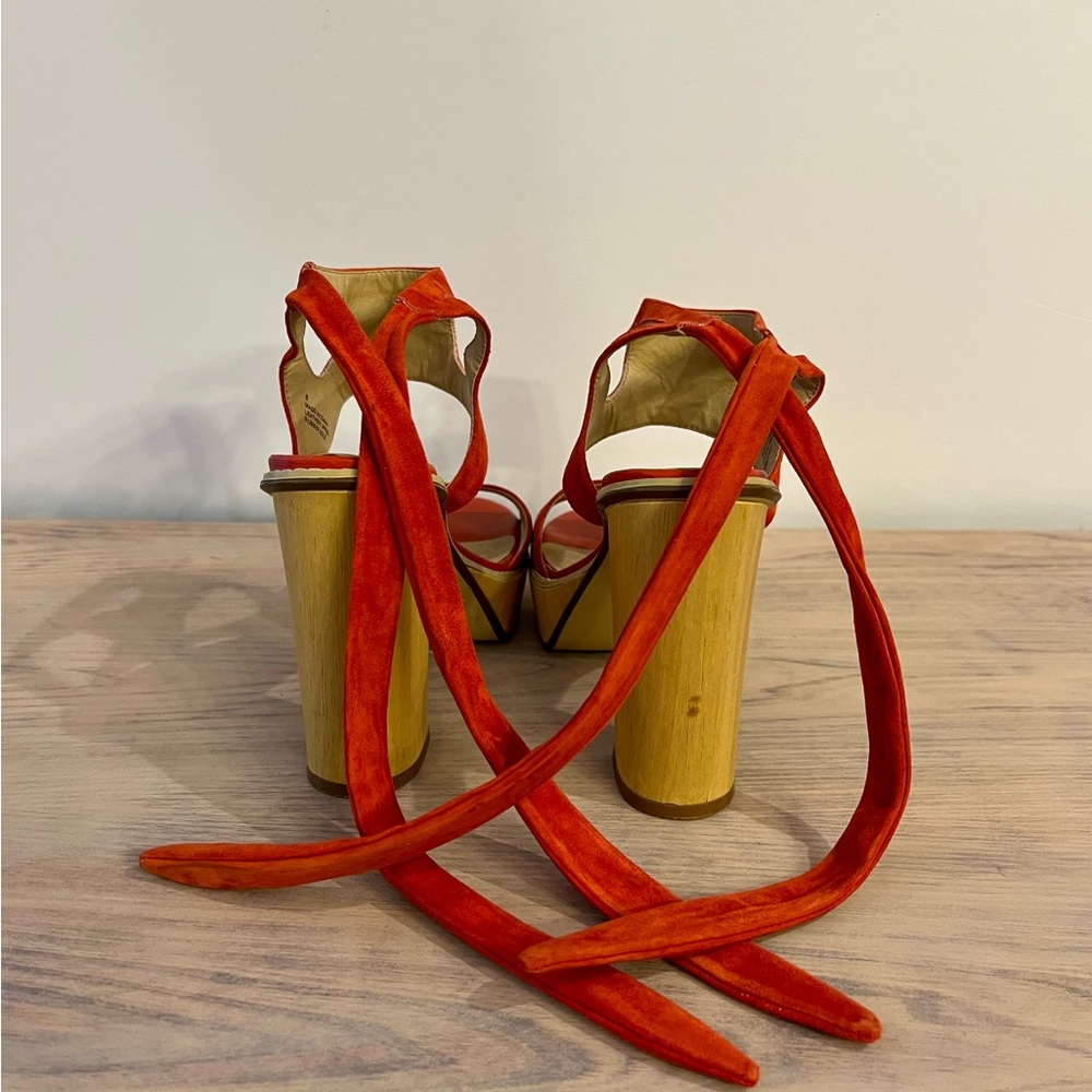 Very Volatile Red Suede Platform Sandals - Picture 5 of 13